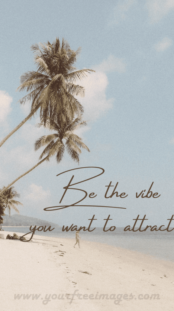 Aesthetic Beach Wallpaper with Two coconut trees and with Quote on Vibe