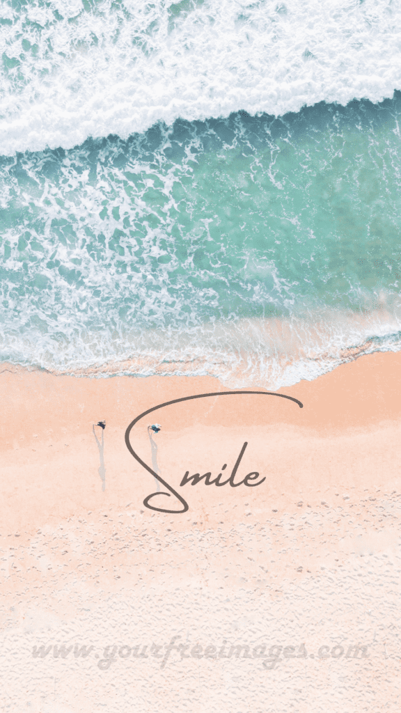 Beach aerial view image with a summer feeling and Smile quote on it