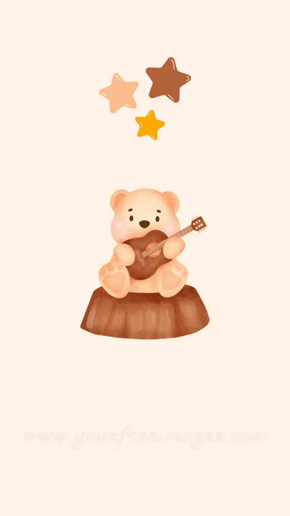 cute teddy with guitar wallpaper