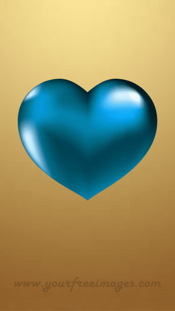 A Blue 3D heart wallpapers with a elegant golden Background 