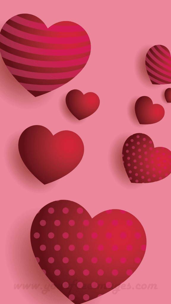 3d designed Red heart valentine wallpaper on a stylish pink background
