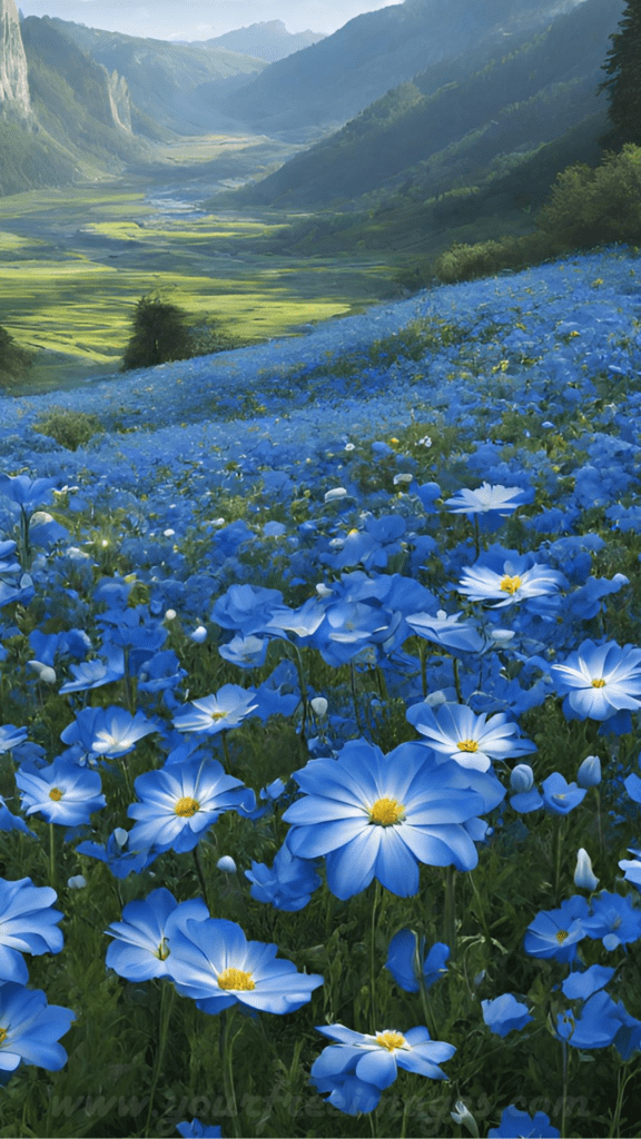 Blue flowers valley