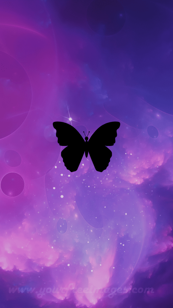 Purple wallpaper with black butterfly magic wallpaper